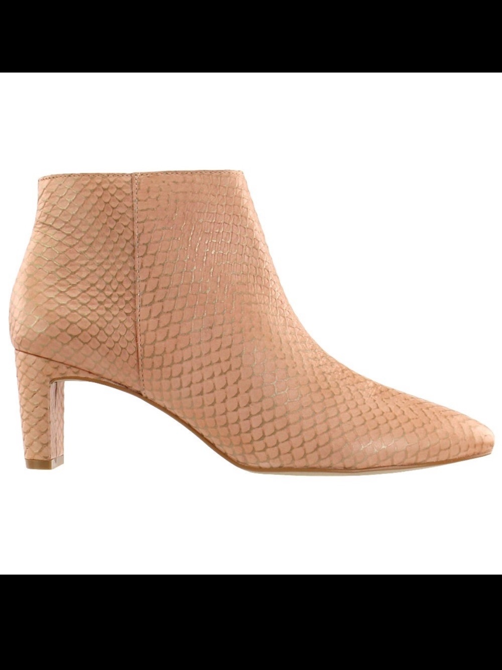 Matisse Crush Snake Pointed Toe Zippered Booties size 7 Blush Nude Color